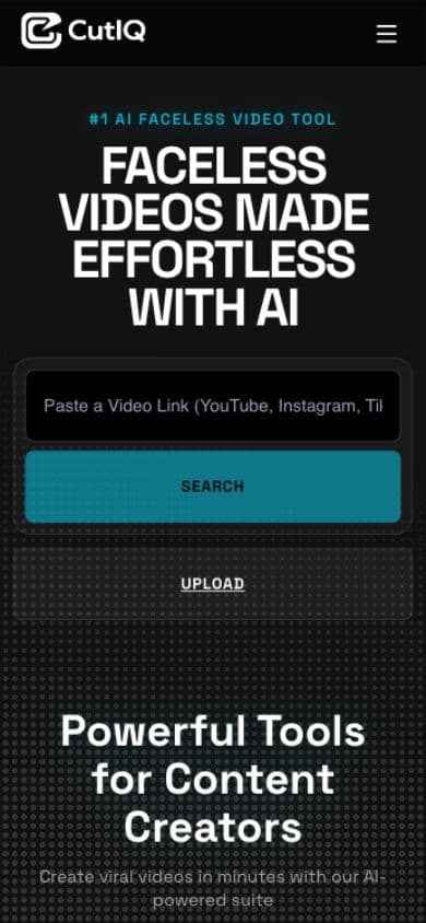CutIQ mobile website view