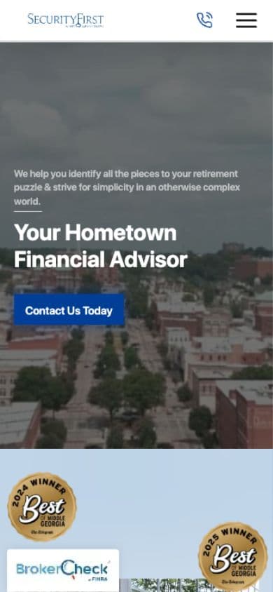 Security First Asset Management mobile website view